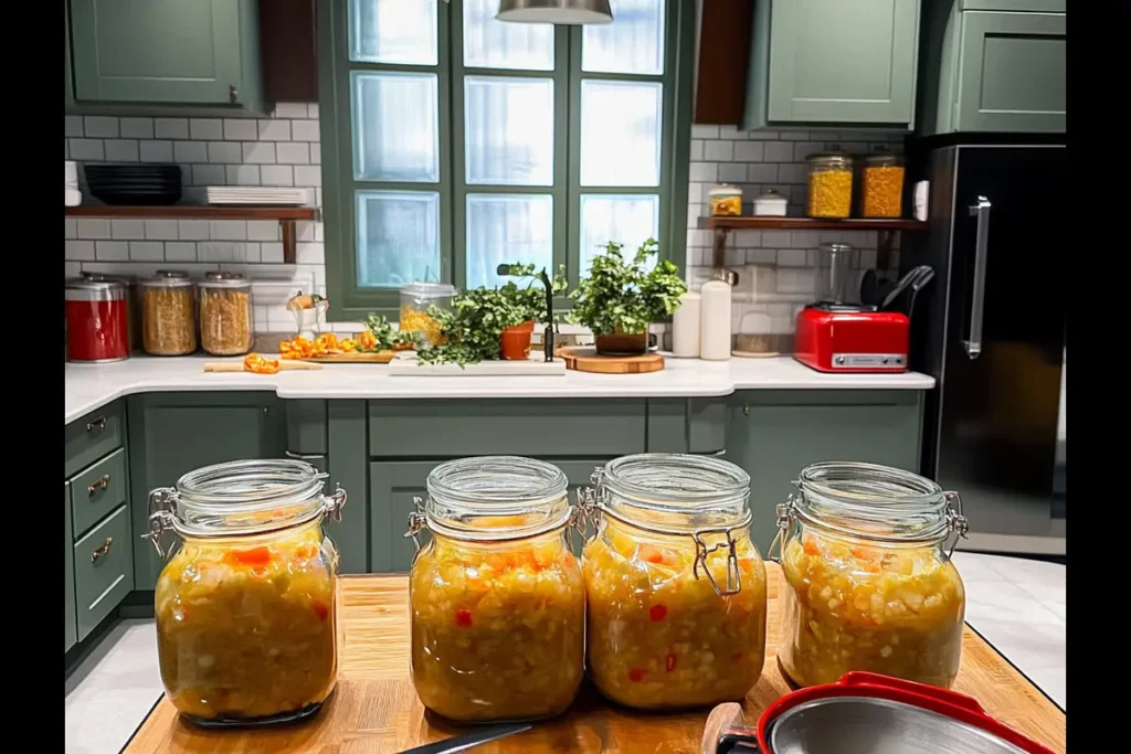 Chow Chow relish in a glass jar