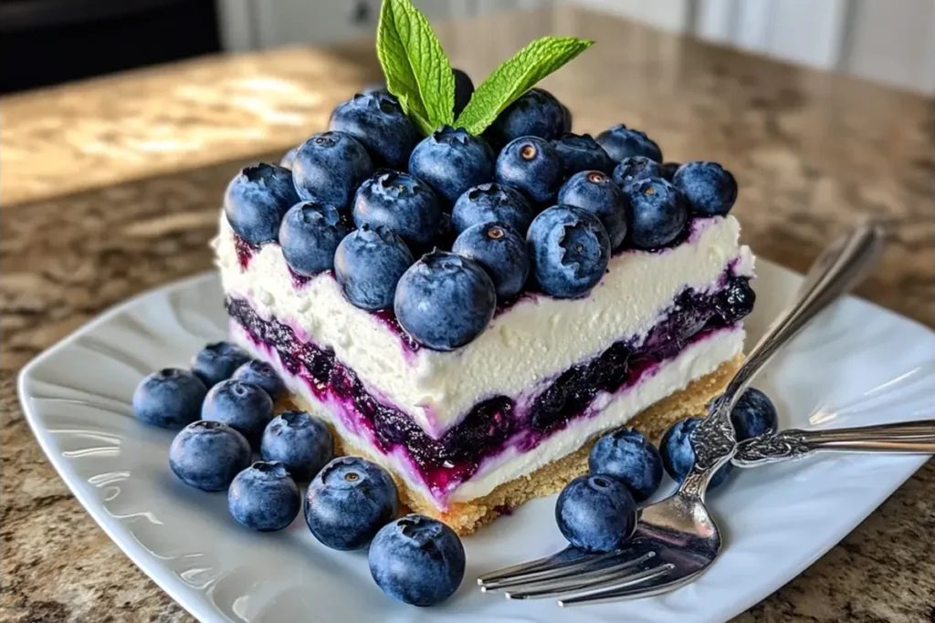 Freshly baked blueberry pie with a lattice crust.