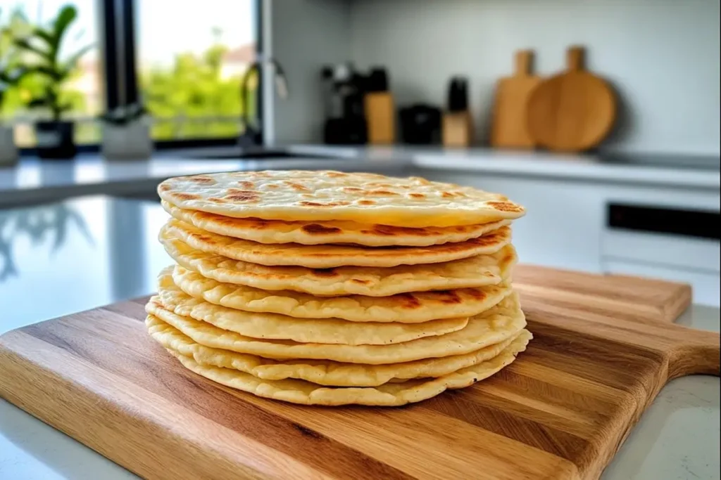 Gluten-free corn tortillas stacked on a plate