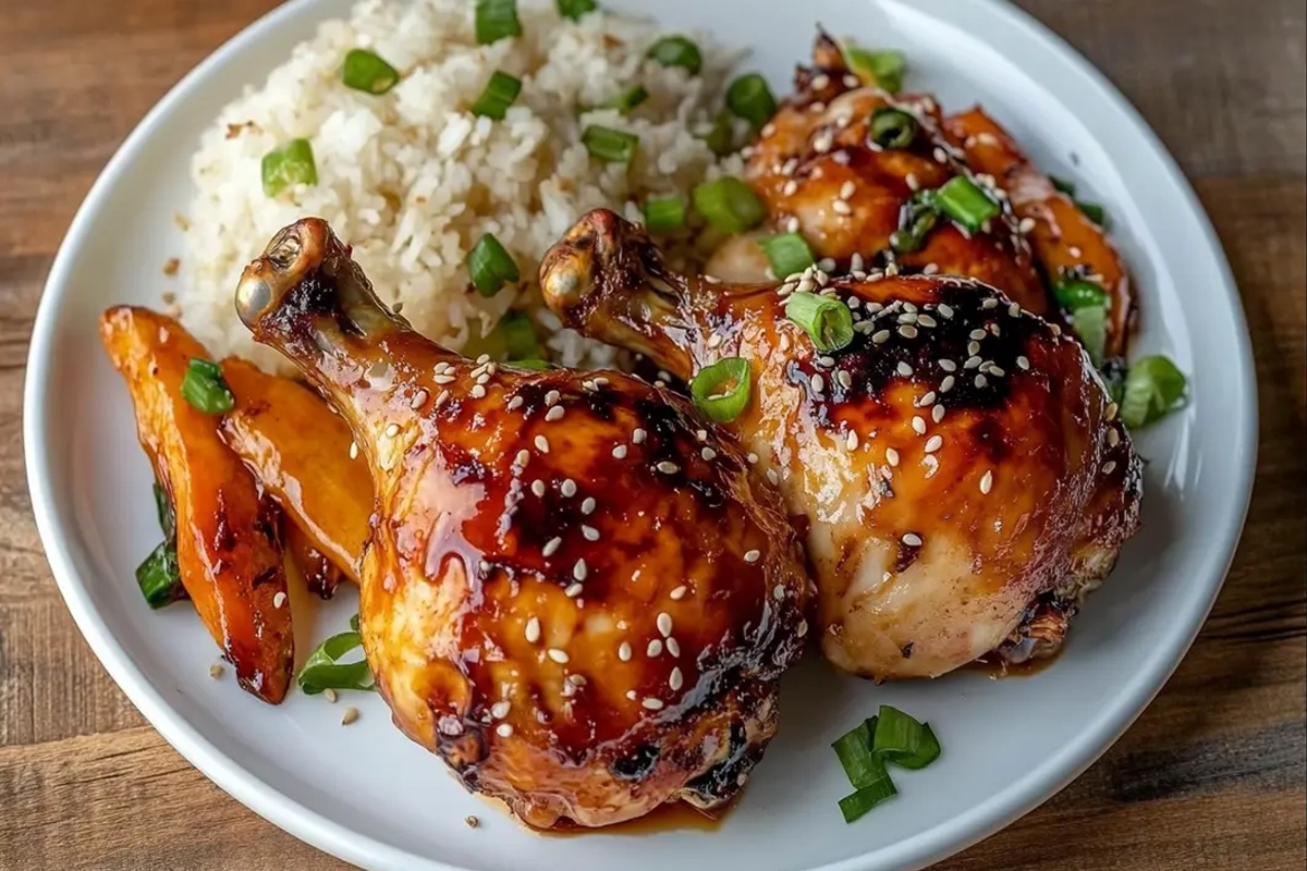 Cornish hen plated with roasted vegetables and sauce