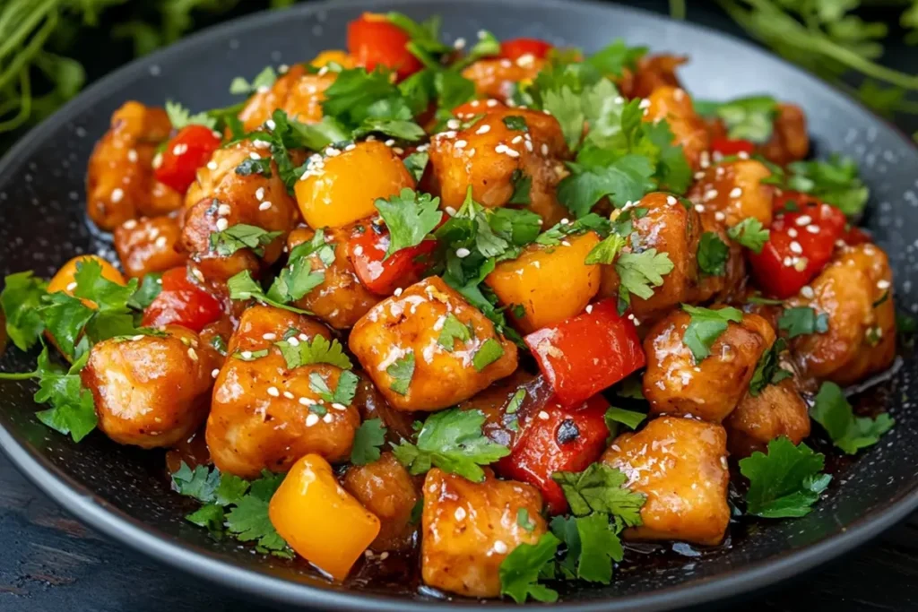 Instant Pot Honey Garlic Chicken presented elegantly on a white plate.