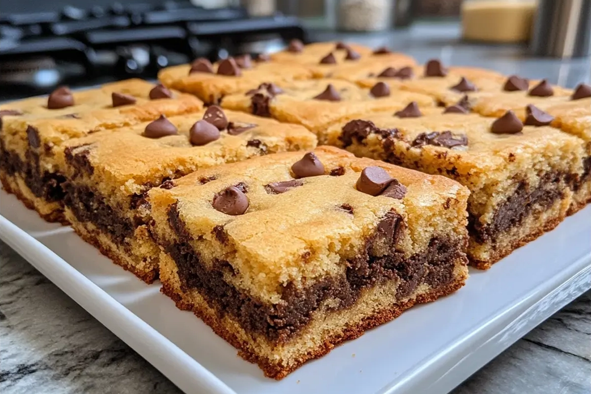 Brookie, a delicious combination of brownies and cookies, served warm.