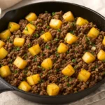 cook potatoes and ground beef together